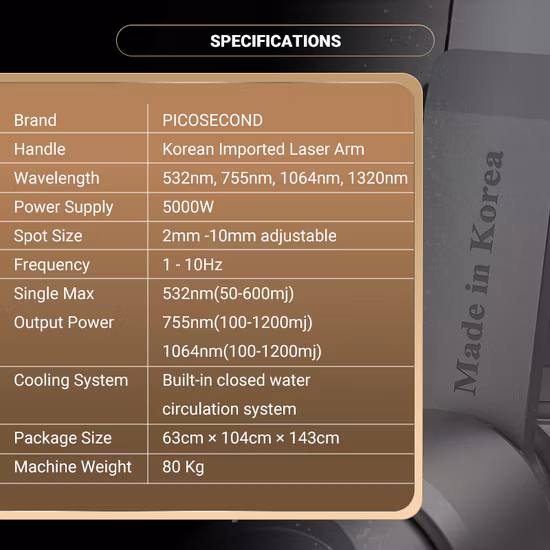 Eliminación de tatuajes con láser Pico ND YAG Cuidado de la piel con láser Tratamiento de eliminación de pigmentos Precio de la máquina de belleza