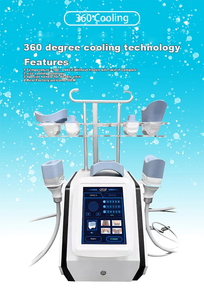 4D 360 Cryo Criolipó Lisis 5 Heads 2 Handles Cooling Body Sculpting Slimming Cryolipolysis Fat Freezing Machine