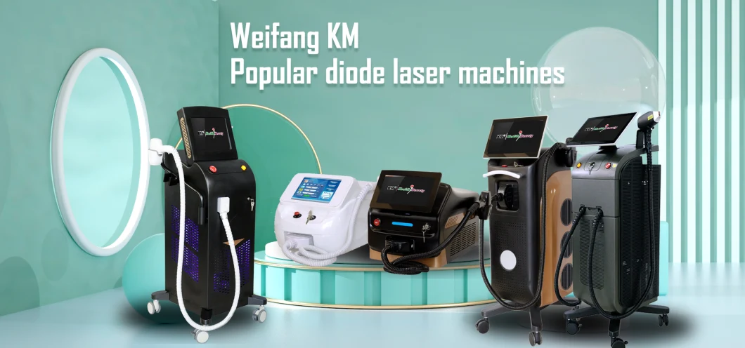 Weifang Km Diode Laser Hair Removal Machine Triple Wavelengths 808 Alex 755 YAG1064nm 3 Waves 20Hz Trio 3D Titanium Ice laser Depilacion Epilator Systems 808nm